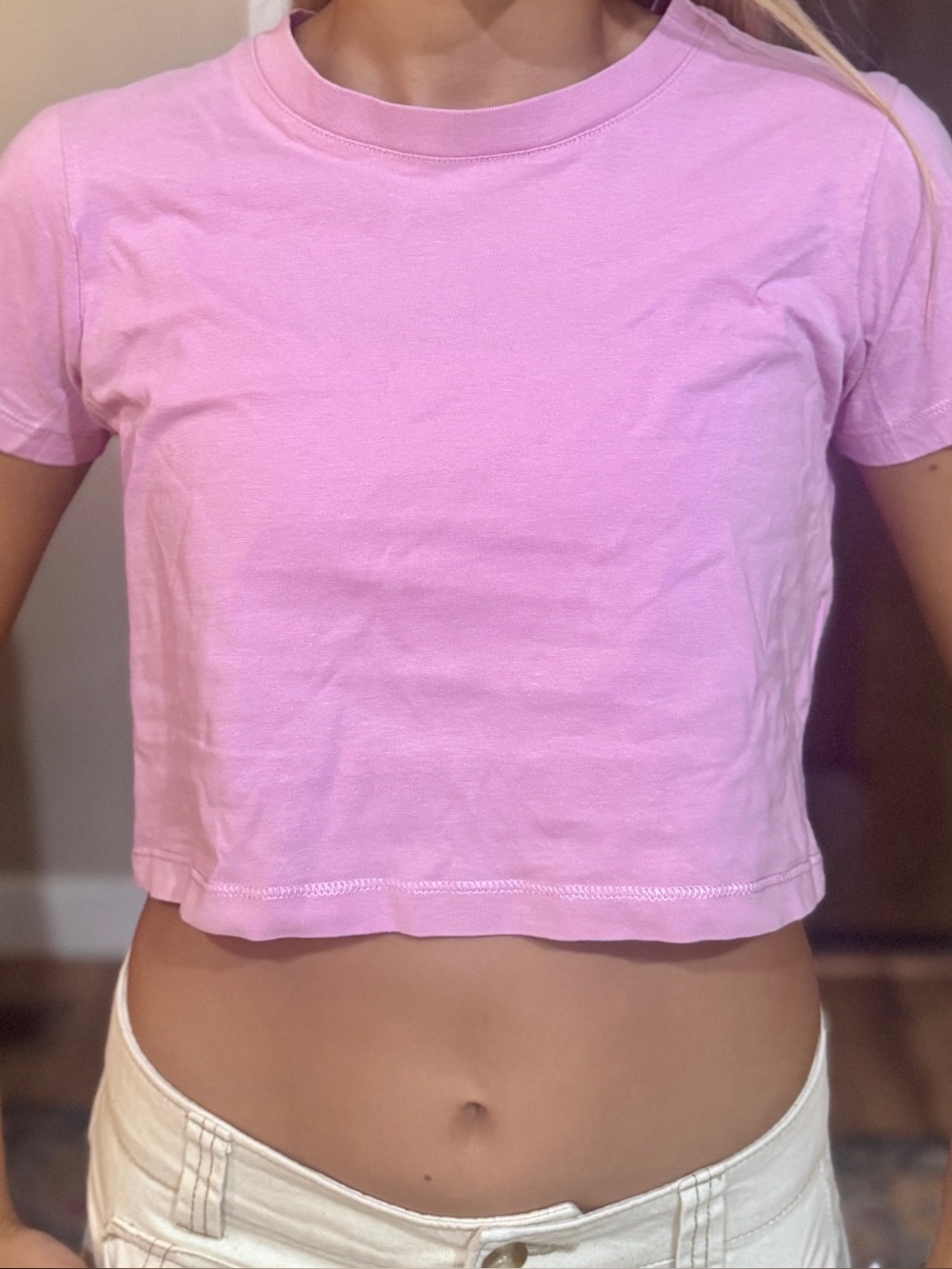 Cotton On Pastel Pink Cropped Tee